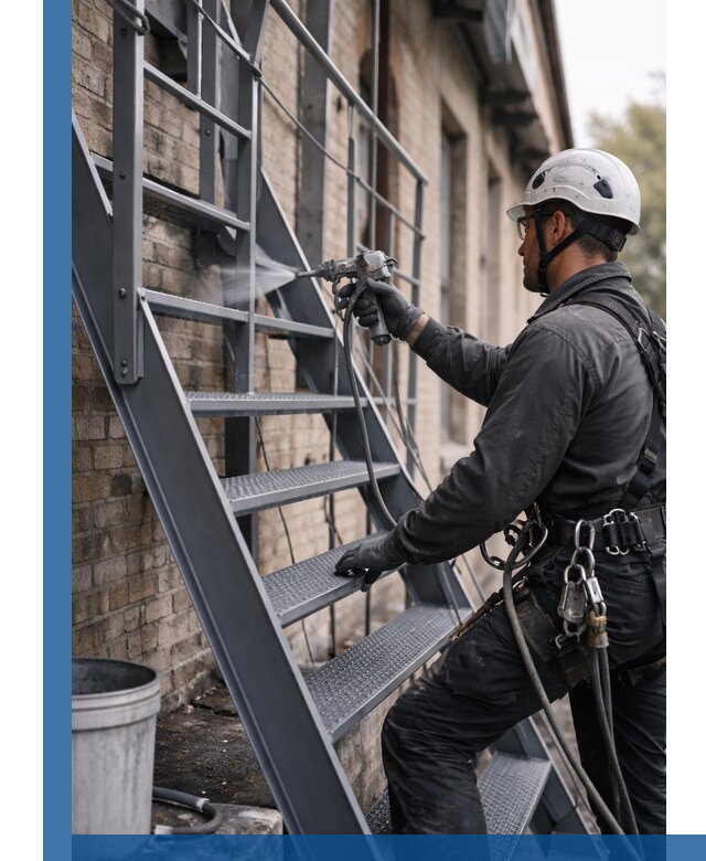 Покраска и антикоррозионная защита пожарных лестниц в Ухте