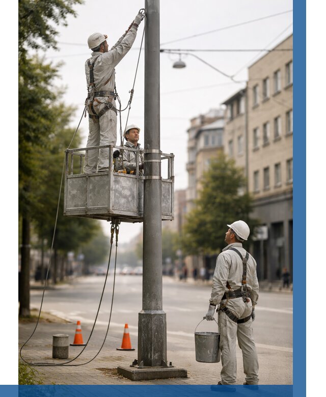 Покраска опор освещения в Ухте от 5063 р. | ВЫСОТНИК-Хта