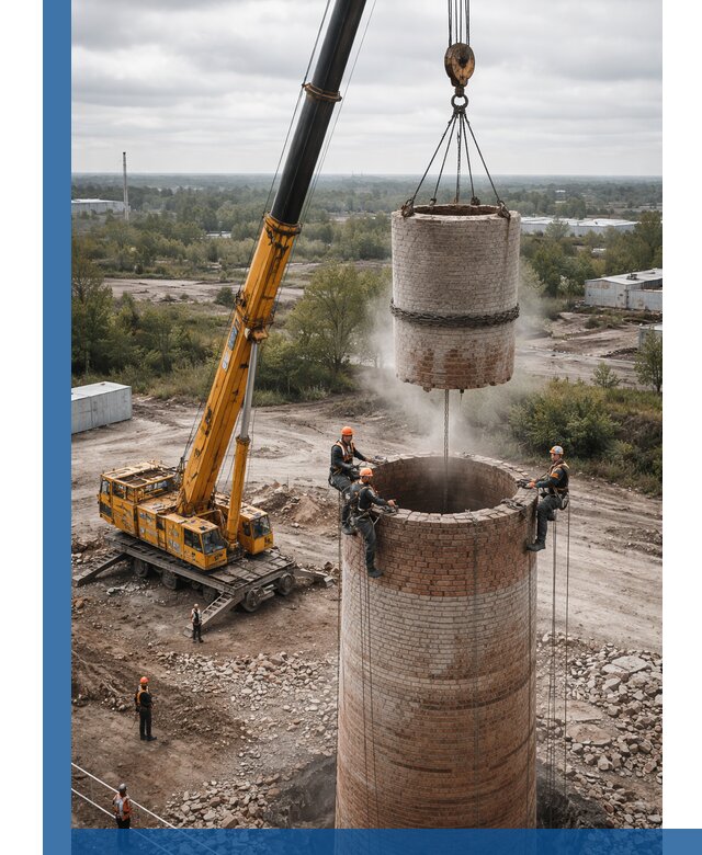 Демонтаж дымовой трубы в Ухте с гарантиями безопасности