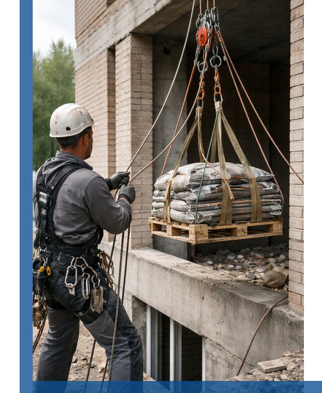 Подъем материалов на этаж веревками в Ухте оперативно