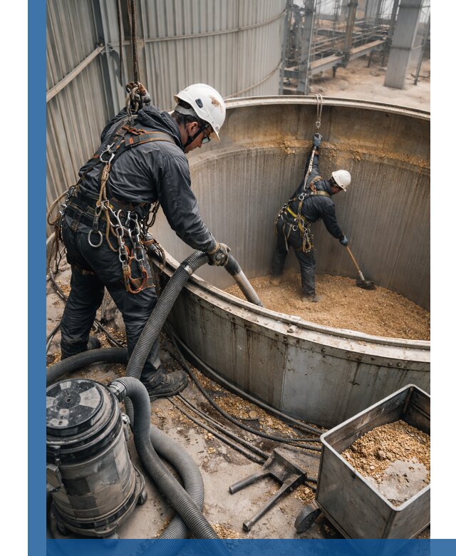 Профессиональная чистка зерновых бункеров в Ухте с выездом