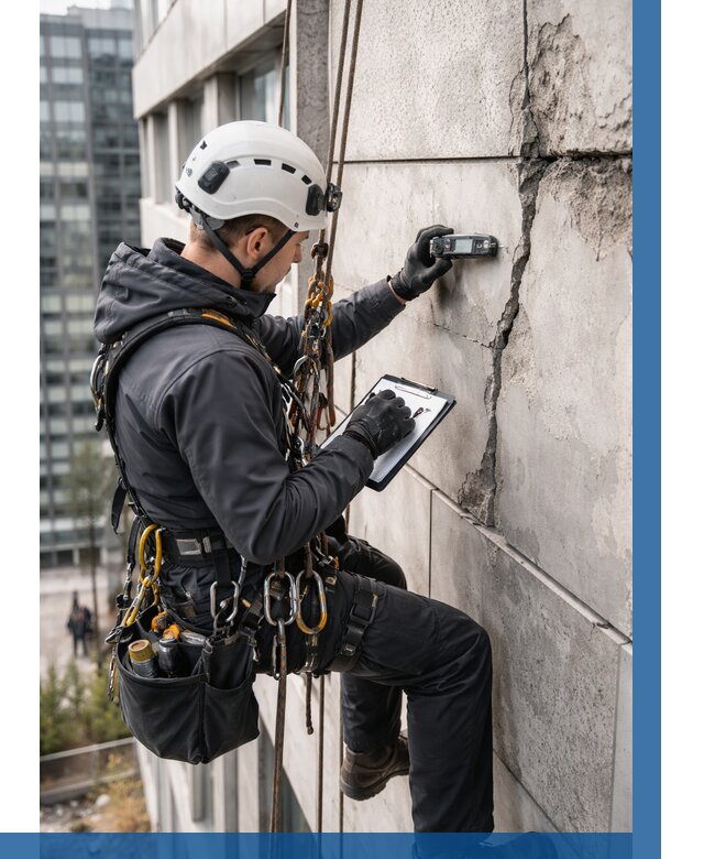 Обследование фасада альпинистами в Ухте от 122 р. | ВЫСОТНИК-Хта