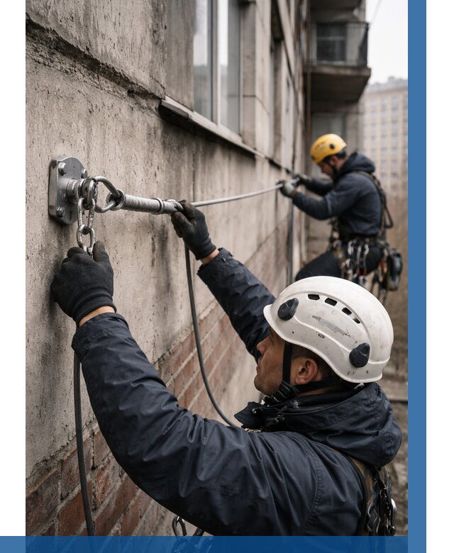 Монтаж анкерных линий в Ухте от 3038 р. | ВЫСОТНИК-Хта