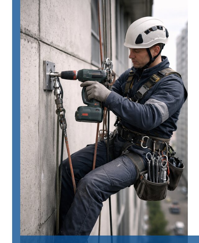 Установка анкерных точек для высотных работ в Ухте